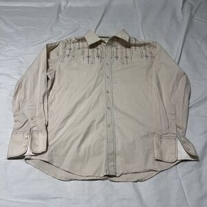 Ambiguous Men's M Button Up‎ Ivory Shirt Semi Dress Cotton Blend Stylish